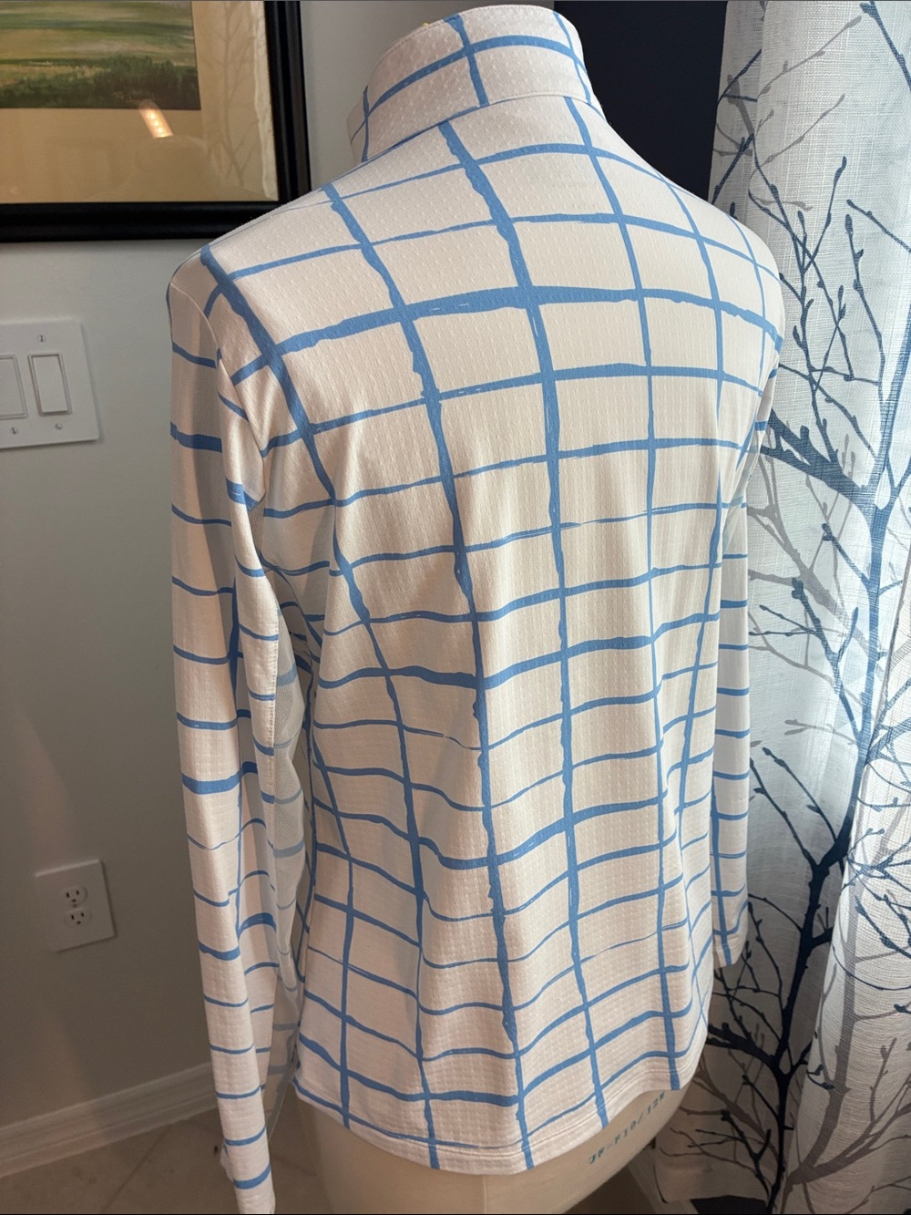 IBKUL Blue Grid Quarter-Zip Top - Picture 4 of 6